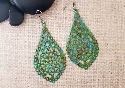 Large Filigree Teardrop Earrings | by Covaly