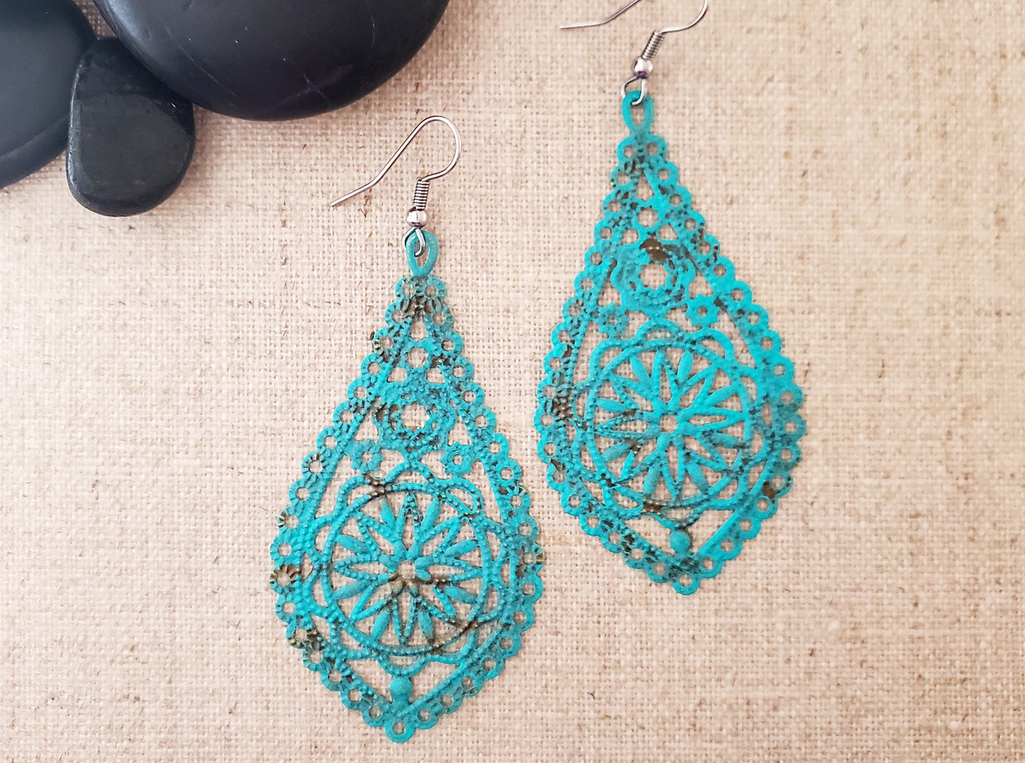 Large Filigree Teardrop Earrings | by Covaly