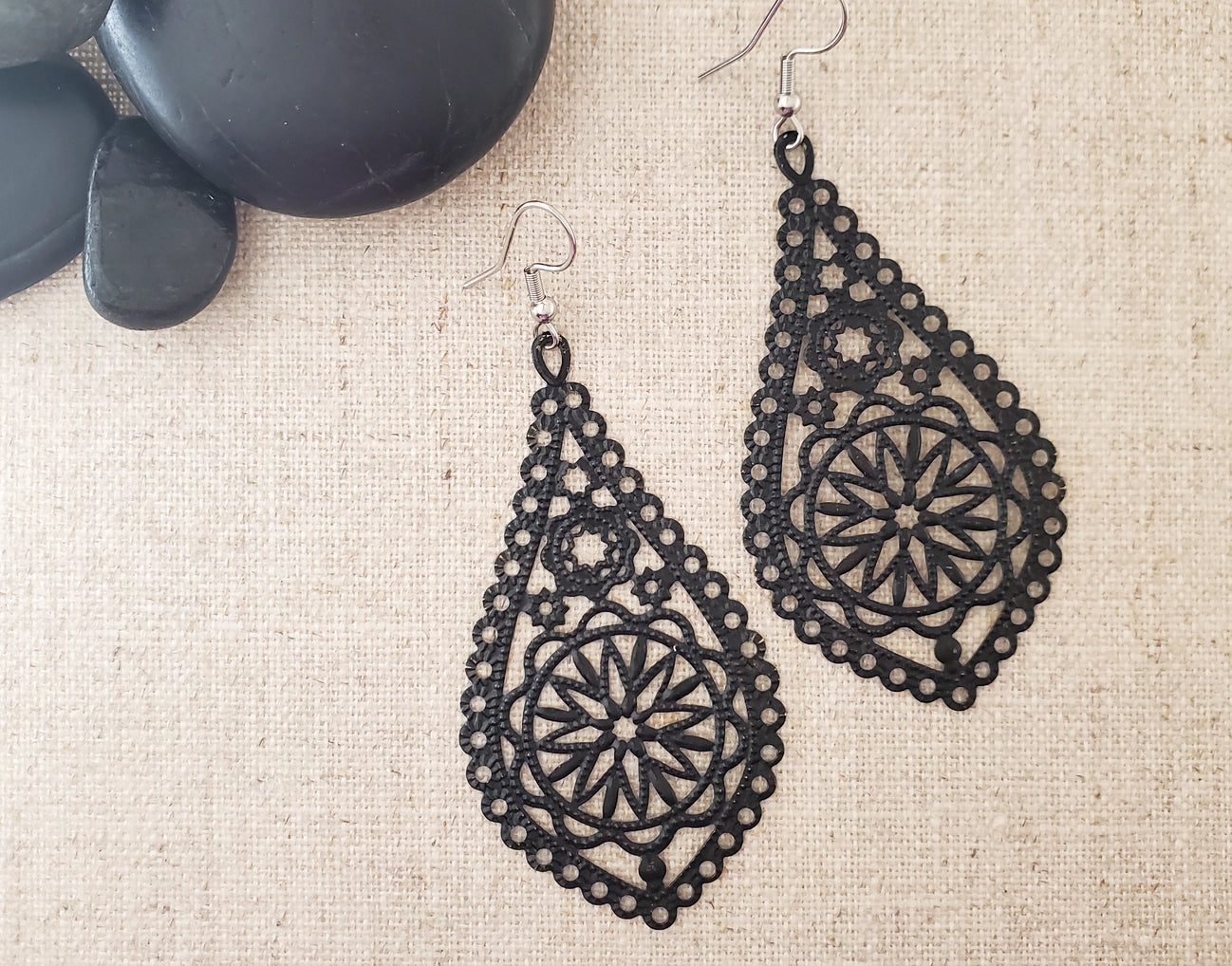 Large Filigree Teardrop Earrings | by Covaly