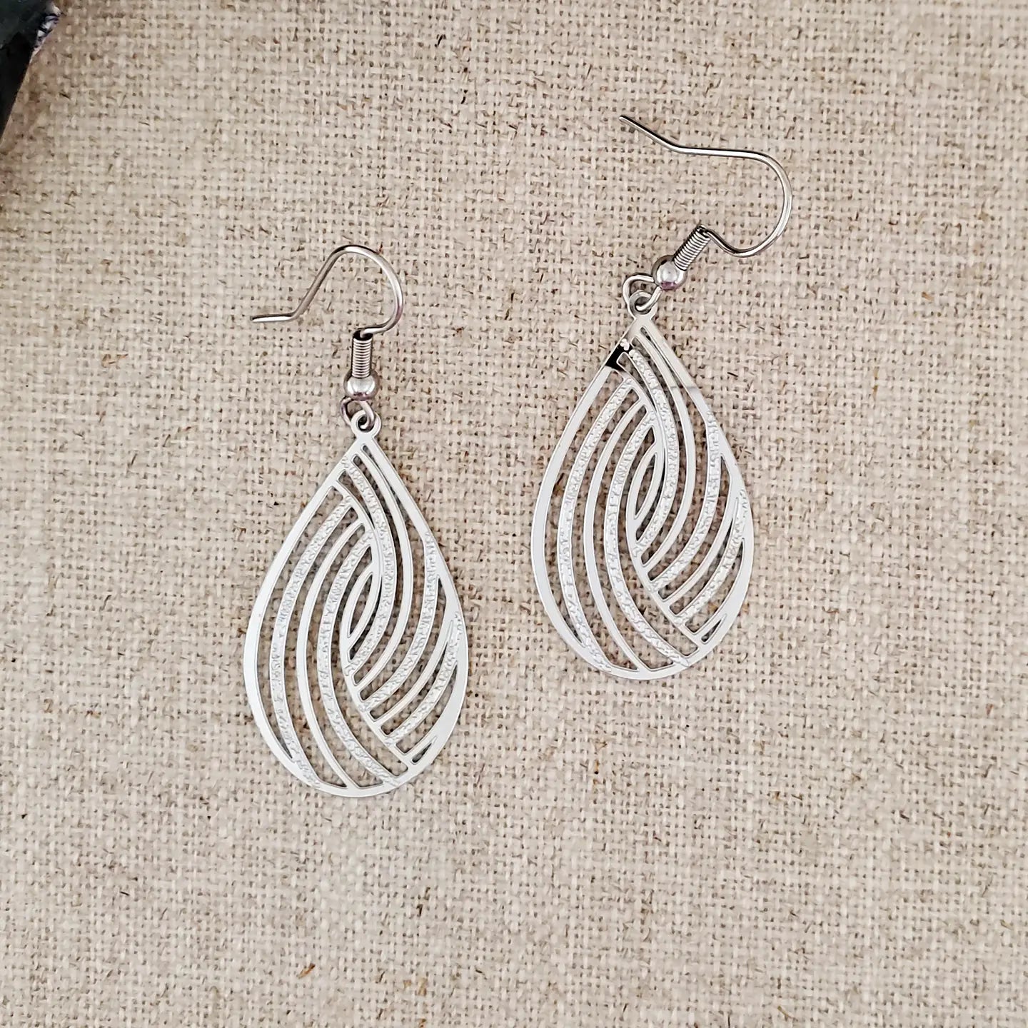 Geometric Stainless Steel Teardrop Earrings | by Covaly