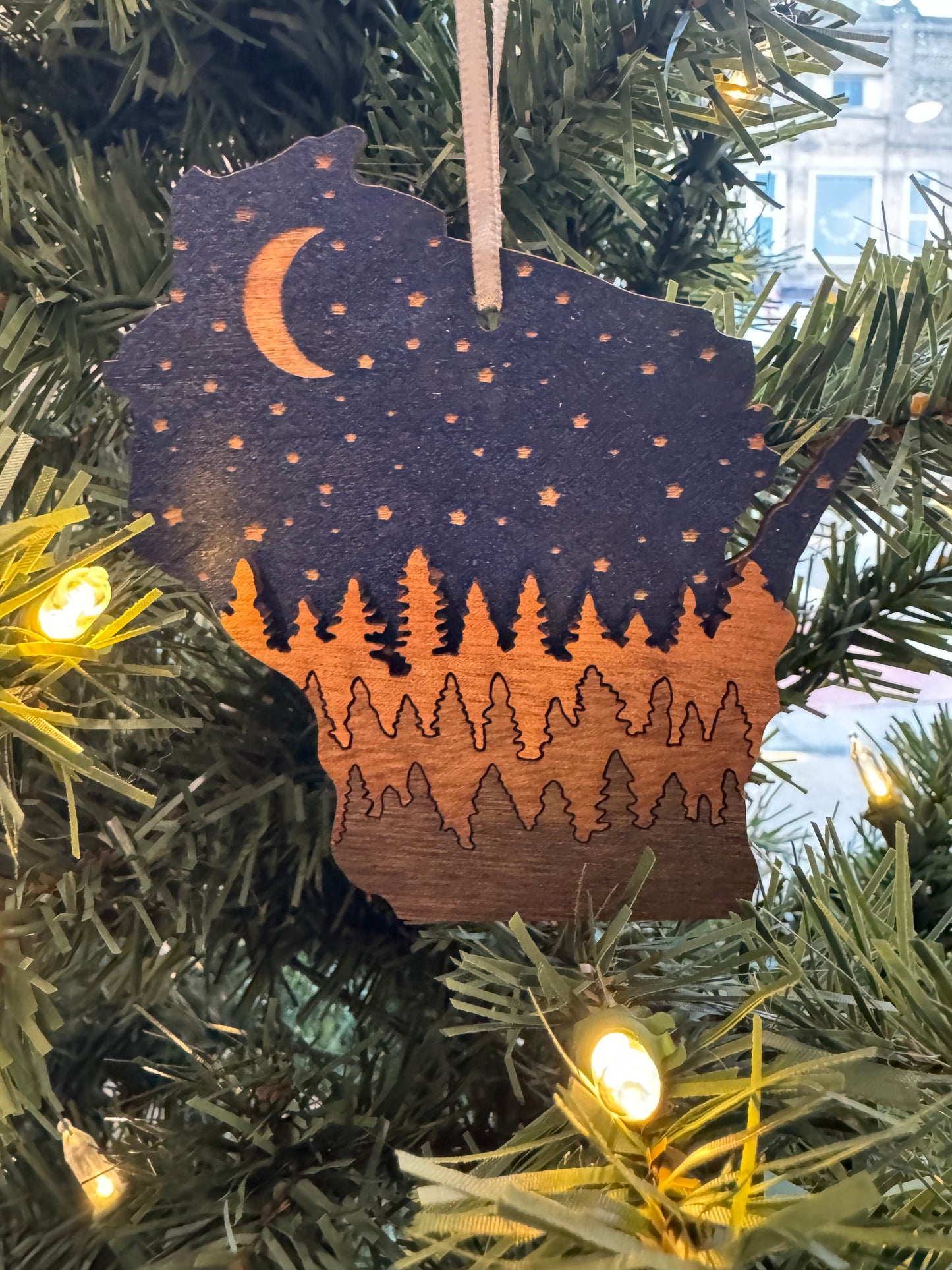 Wooden WI Ornaments | Knit & Nailed