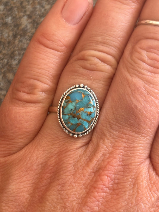 Copper Turquoise Ring | Size 10