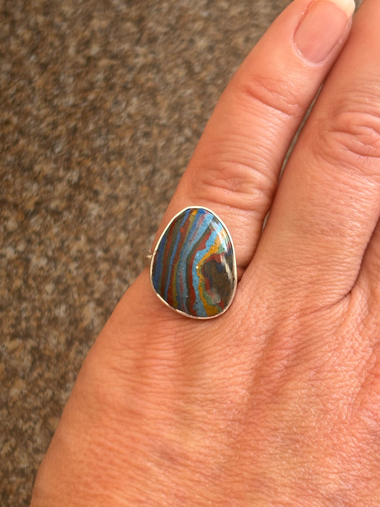 Rainbow Calsilica Ring | Size 7