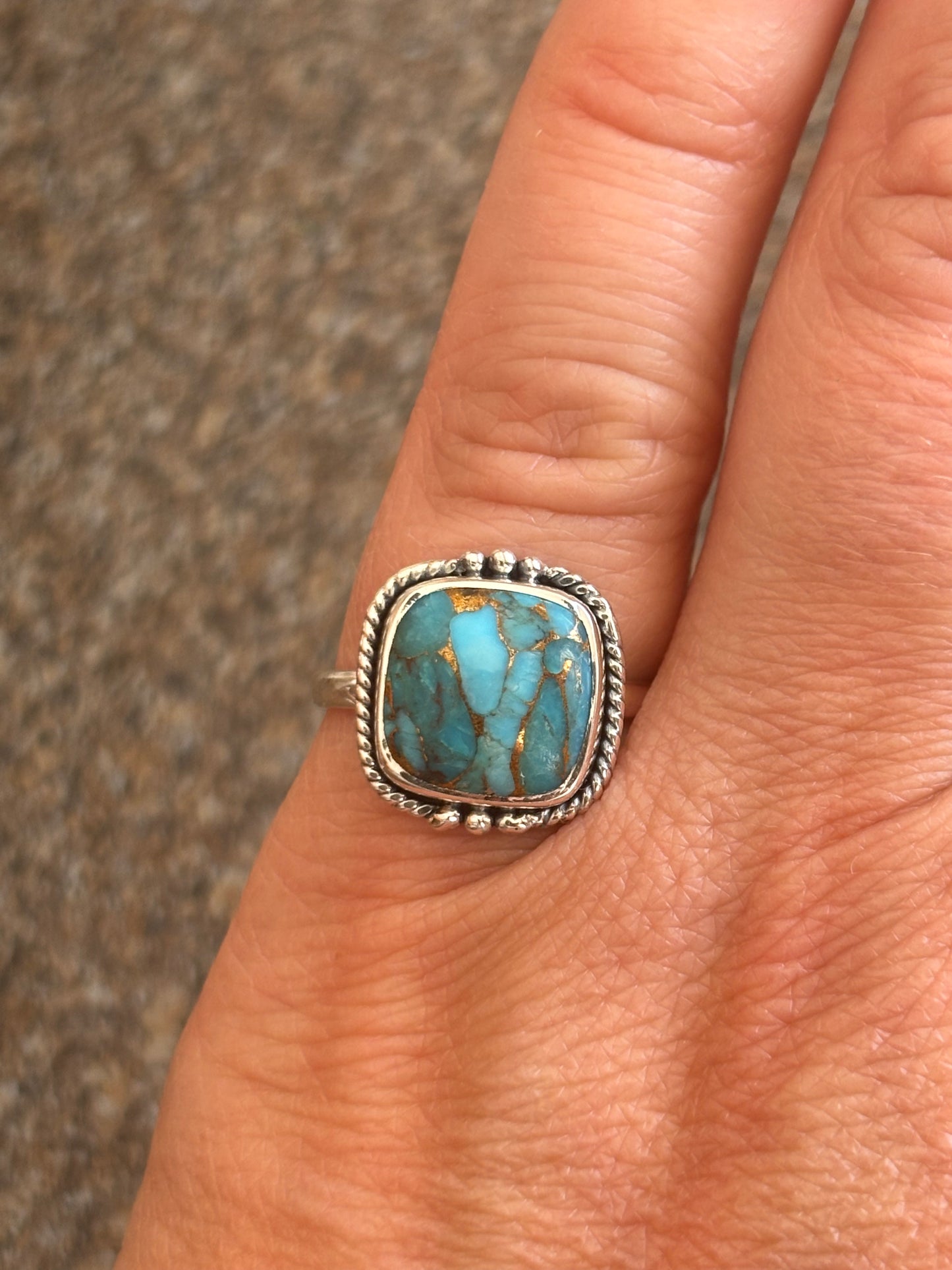 Copper Turquoise Ring | Size 7