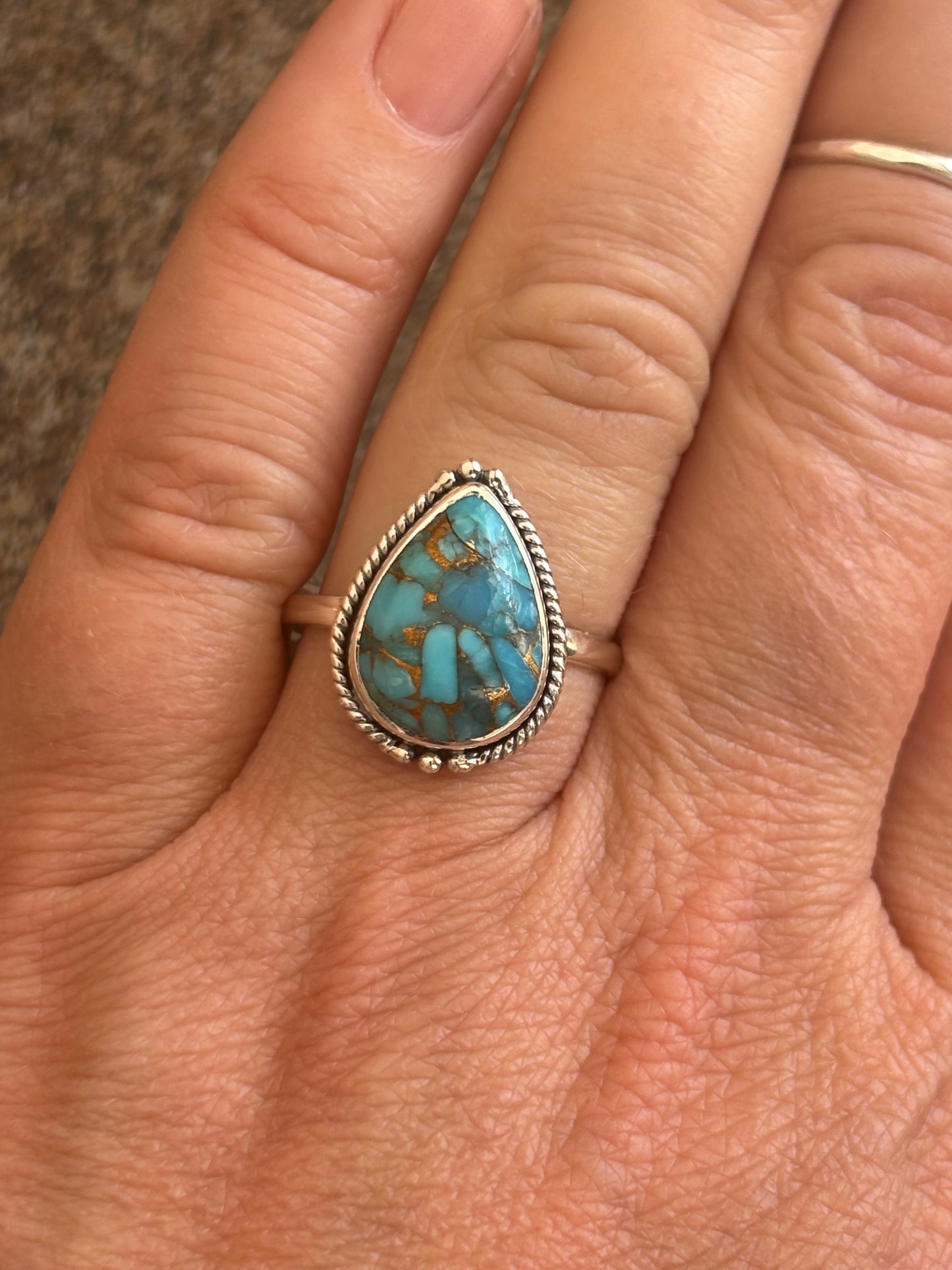 Blue Copper Turquoise Ring | Size 10