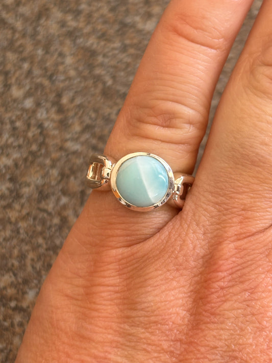 Larimar Chain Ring | Size 6