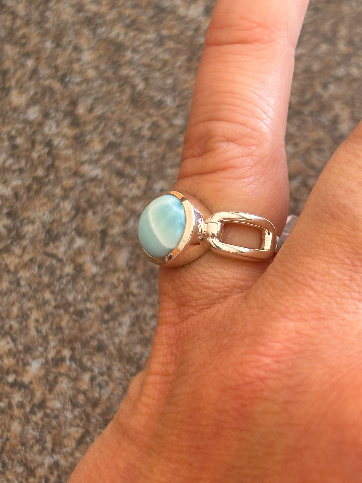 Larimar Chain Ring | Size 6