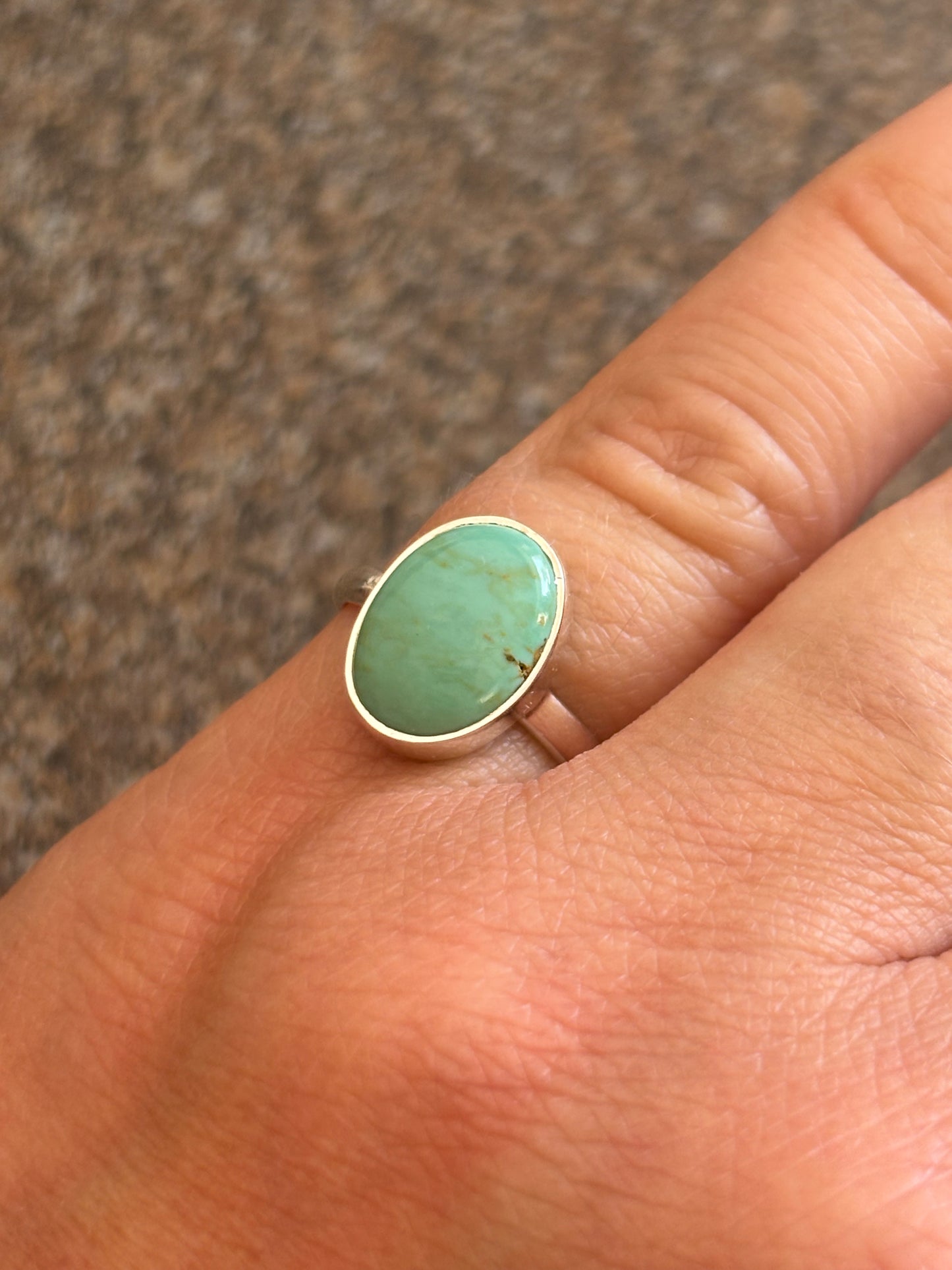 Little Turquoise Oval Ring | Size 7