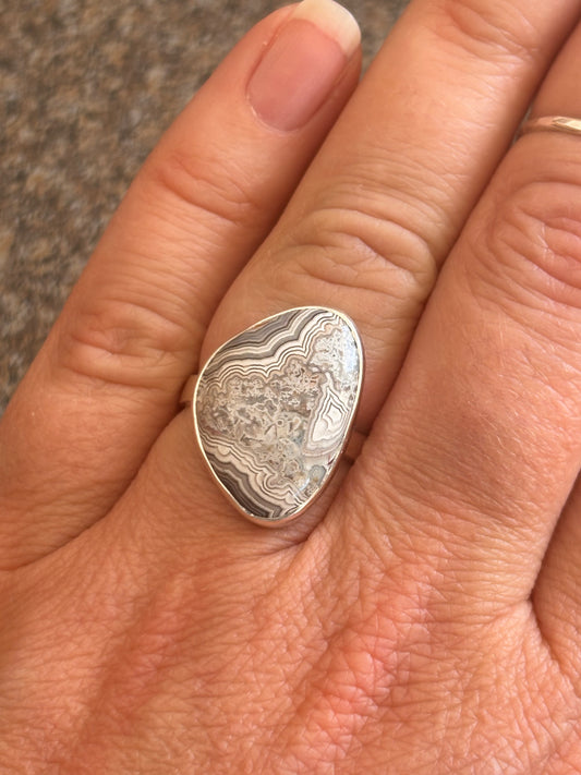 Crazy Lace Agate Ring | Size 8