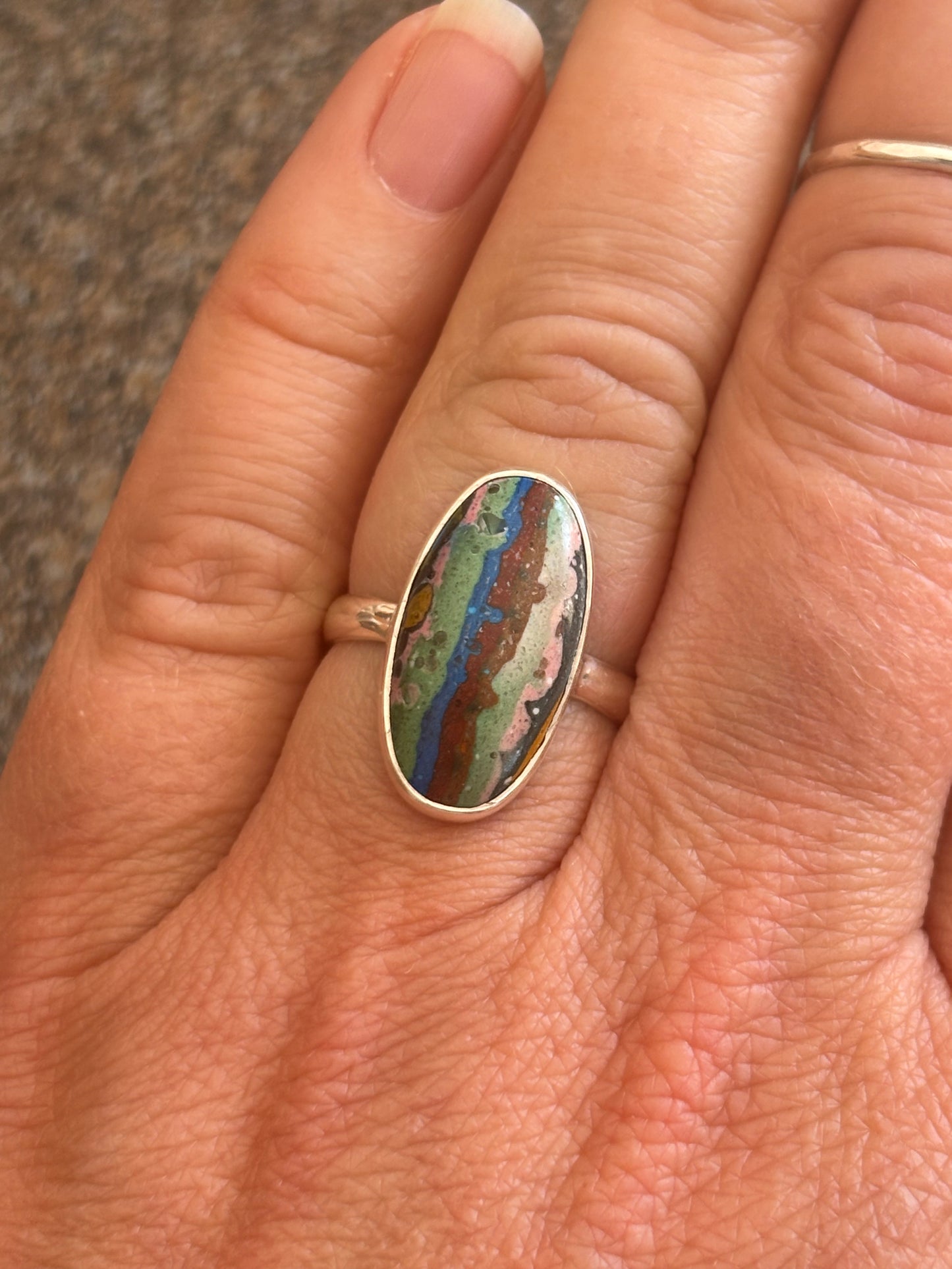 Rainbow Calsilica Ring | Size 8