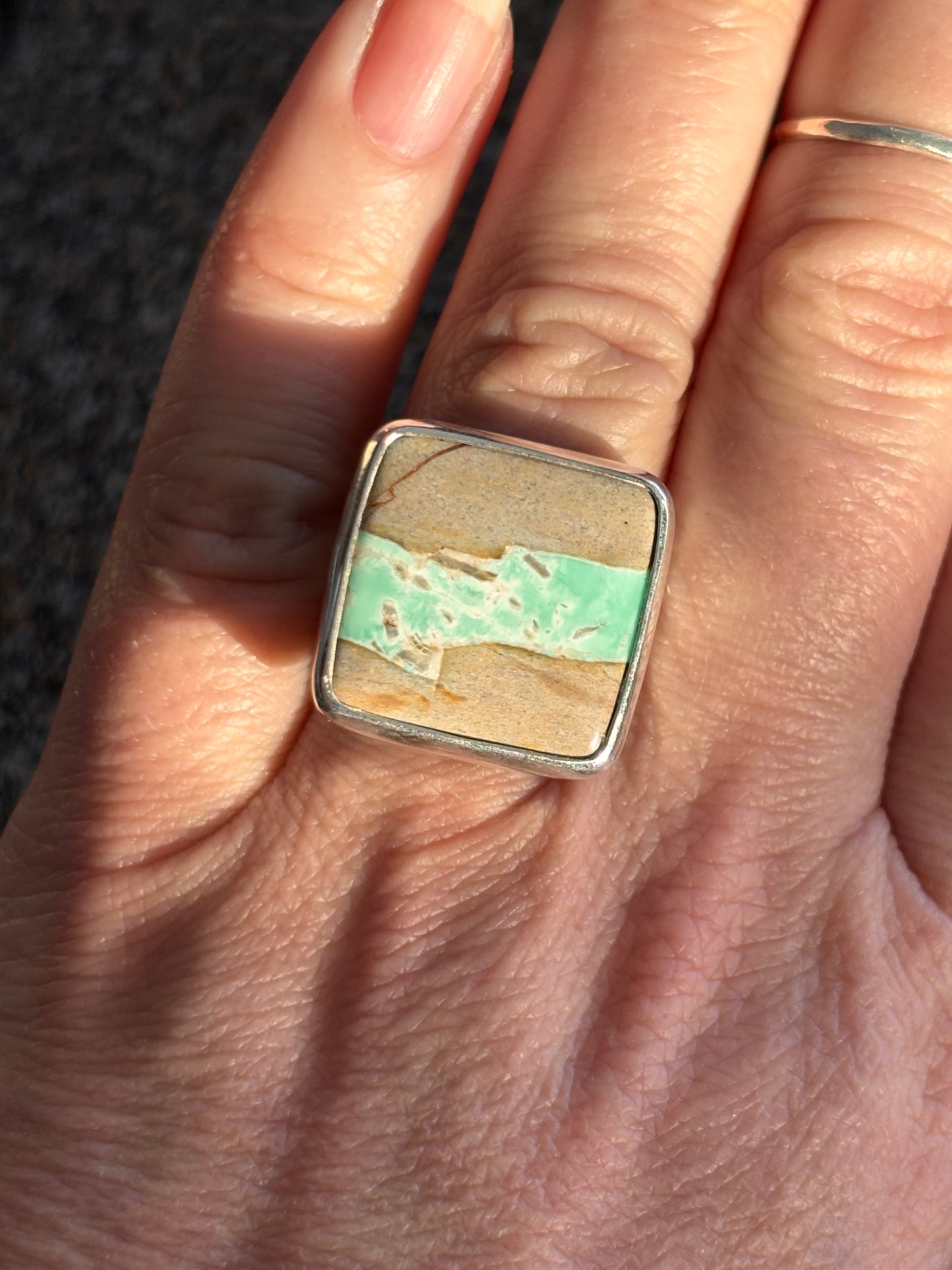 Variscite Square Ring | Adjustable