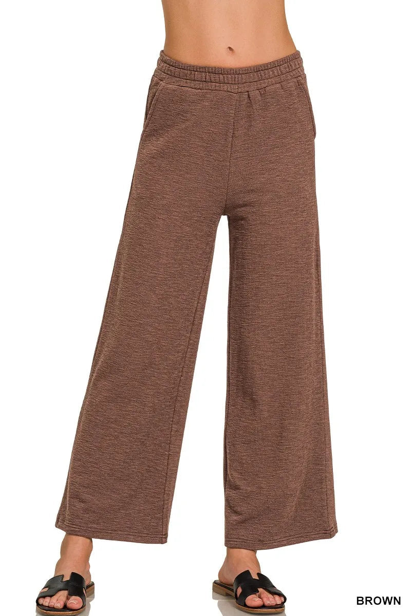 Cotton Slub Wide Leg Pants