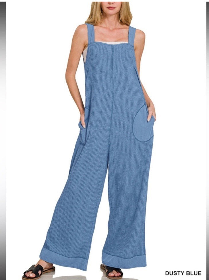 Knit Wide Leg Overalls