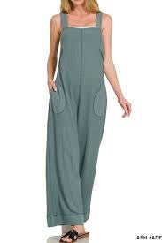 Knit Wide Leg Overalls