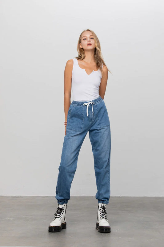 High Waisted Jean Jogger