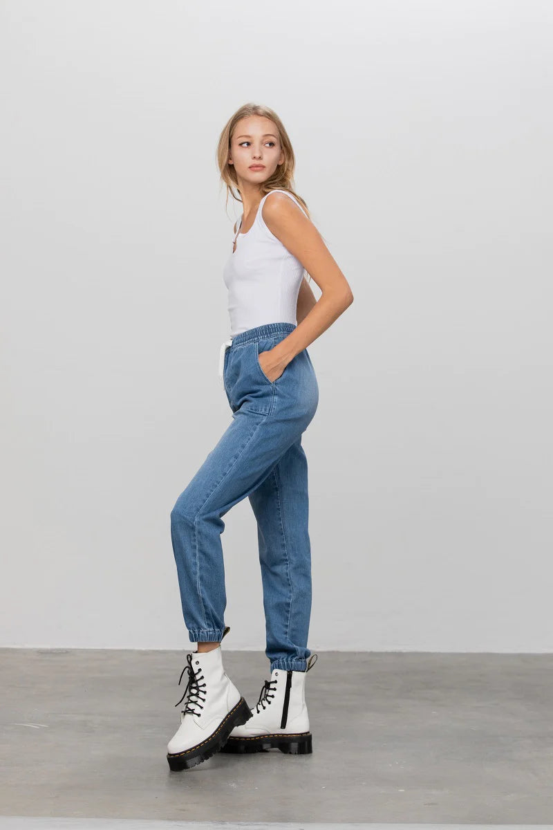 High Waisted Jean Jogger