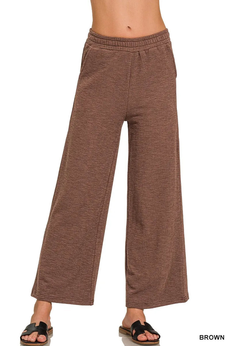 Brown cotton wide leg pants