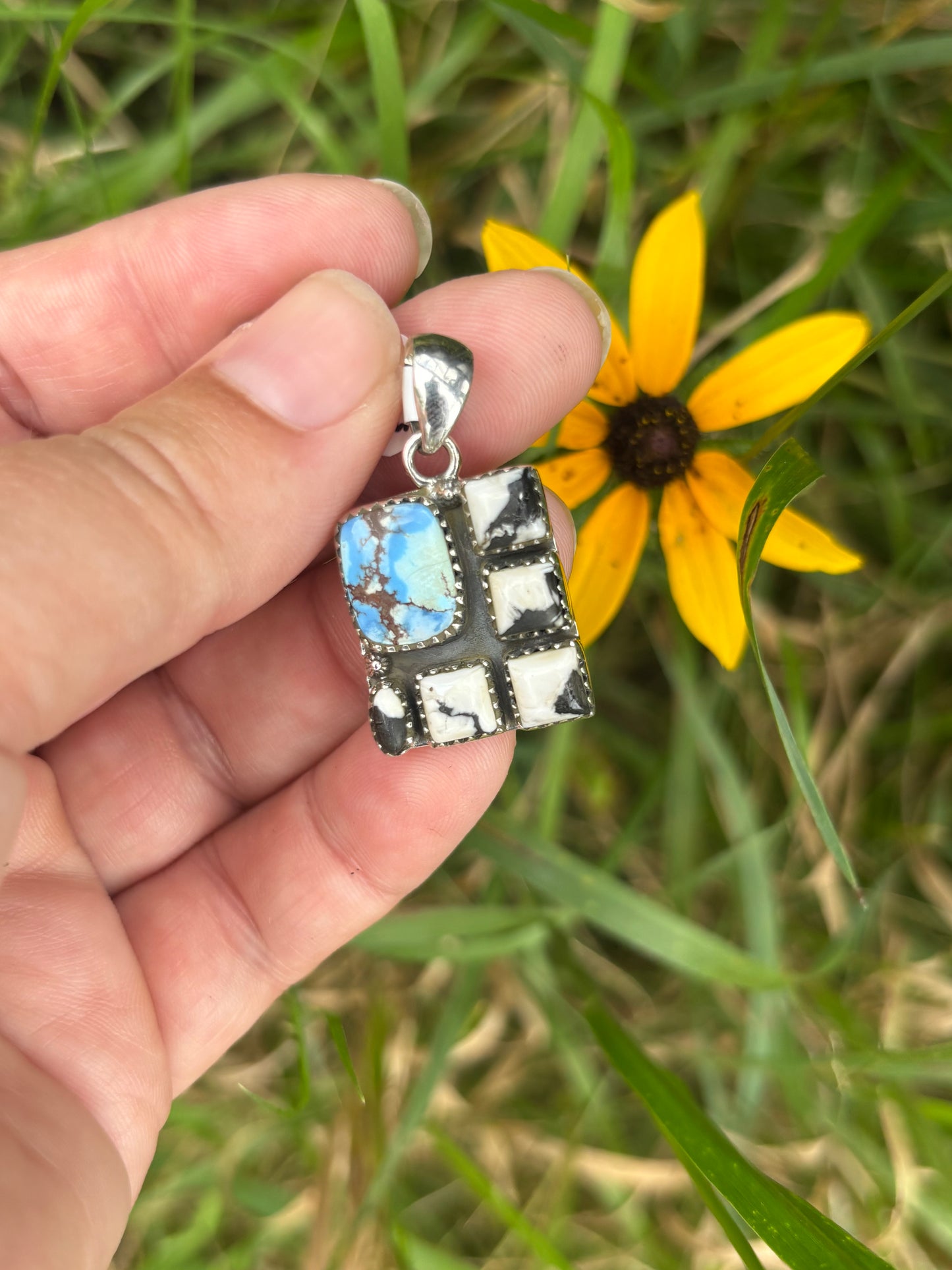 Gold Hills Turquoise / White Buffalo Pendant