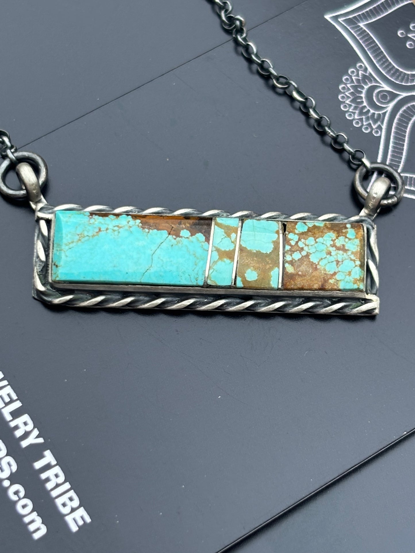 Navajo Mine #8 turquoise inlay bar necklace - Steve Francisco