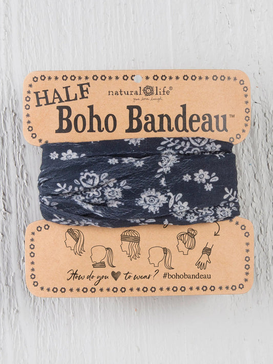 Half Boho Bandeau black & white flower