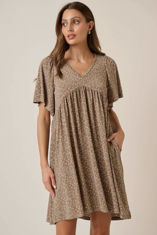 Abstract Dot Babydoll Mini Dress