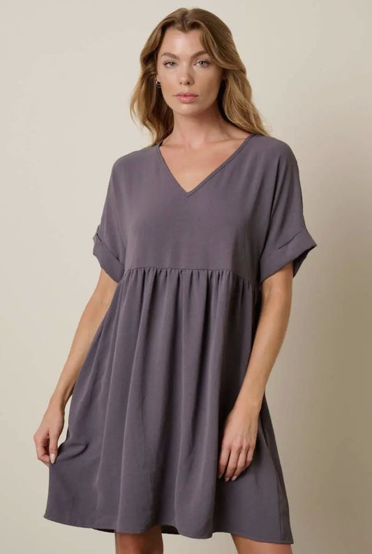 Airflow V-Neck Short Sleeve Shift Dress