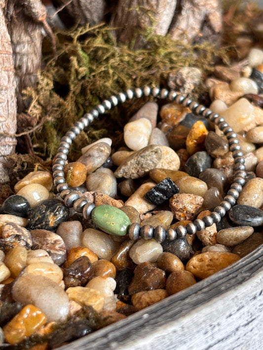 Emerald Valley Turquoise Sterling Pearls Stretch Bracelet