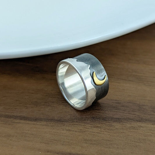 Mountain and Moon Ring Size 9