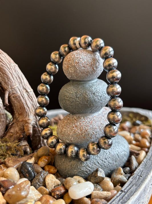 8mm Sterling Italian Pearl Stretch Bracelet