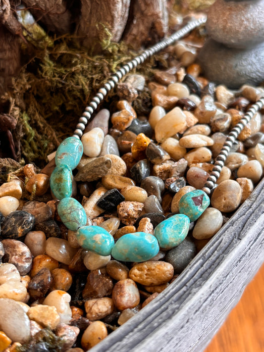 Turquoise Italian sterling pearl necklace 16-18”