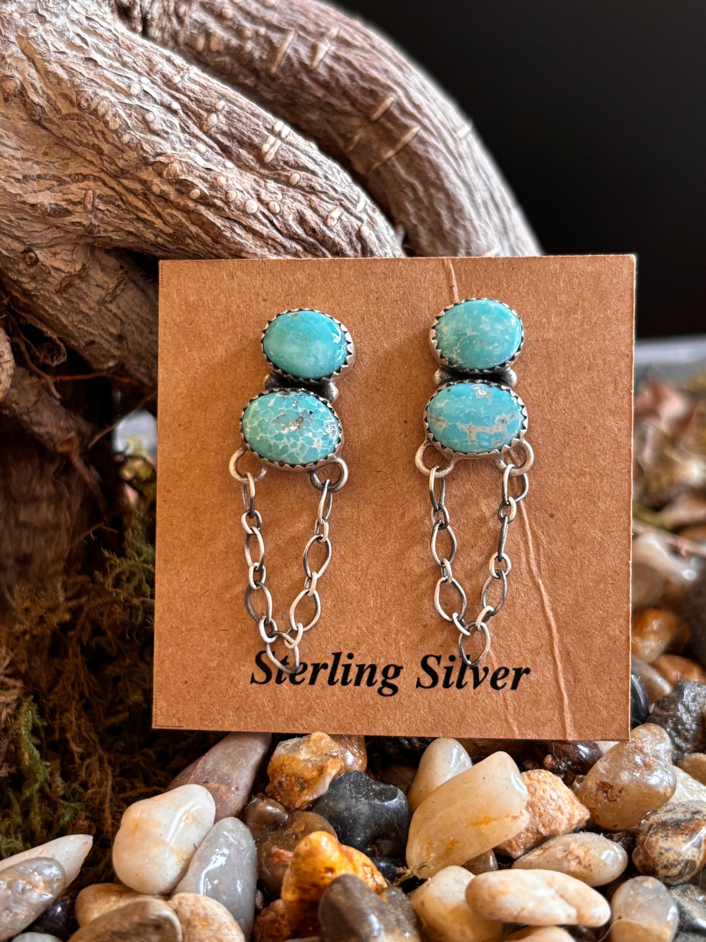 White Water Turquoise Post Back Earrings
