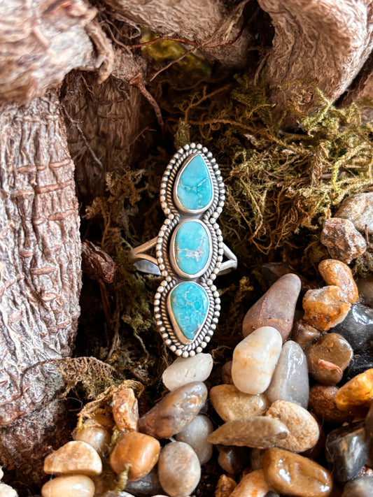 White Water Turquoise Ring | Size 10.5