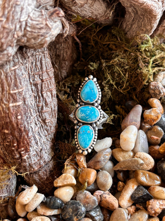 White Water Turquoise Ring | Size 8.5