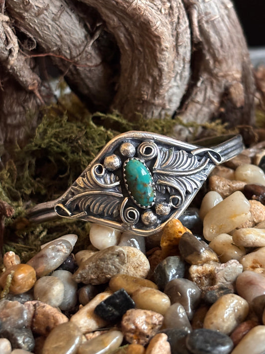 Kingman Turquoise Navajo Vintage Cuff by Harry Yazzie