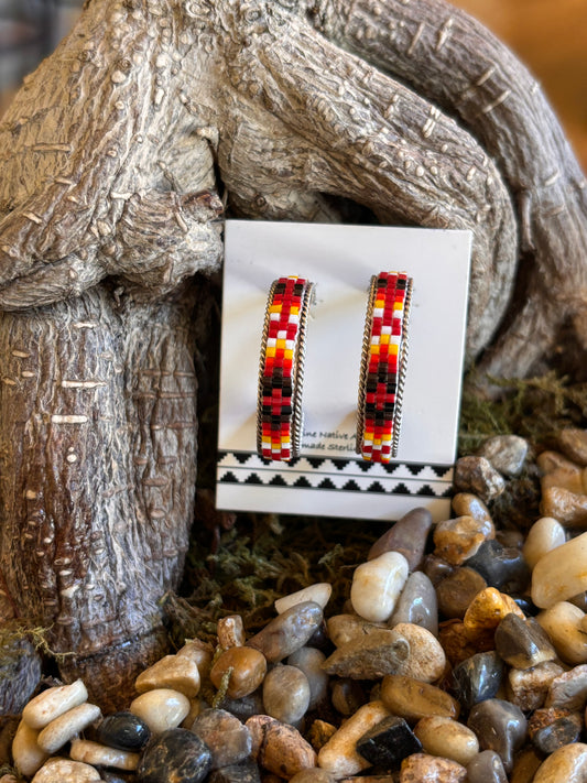 Navajo handmade beaded earrings by Lucille Romone