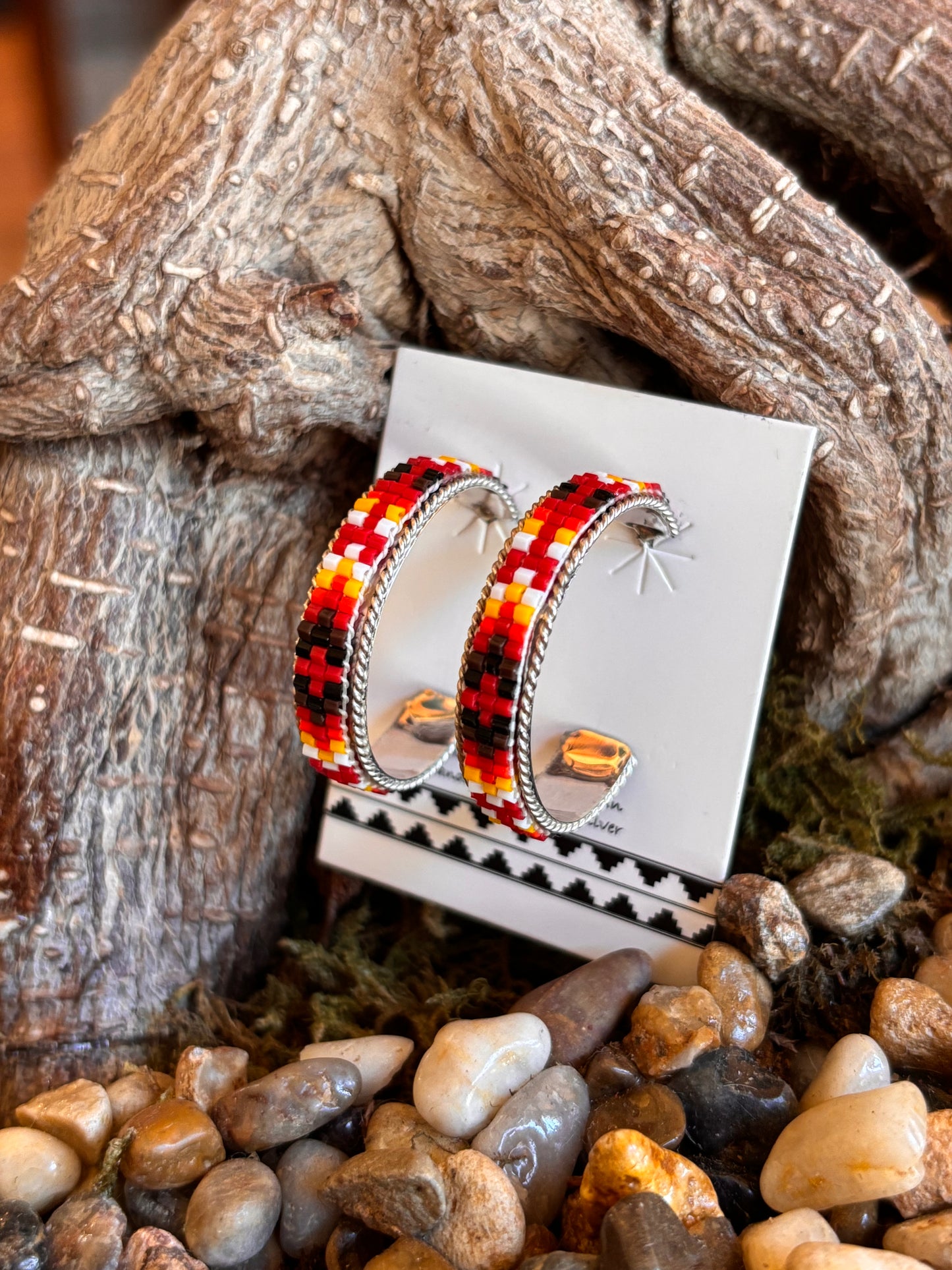 Navajo handmade beaded earrings by Lucille Romone