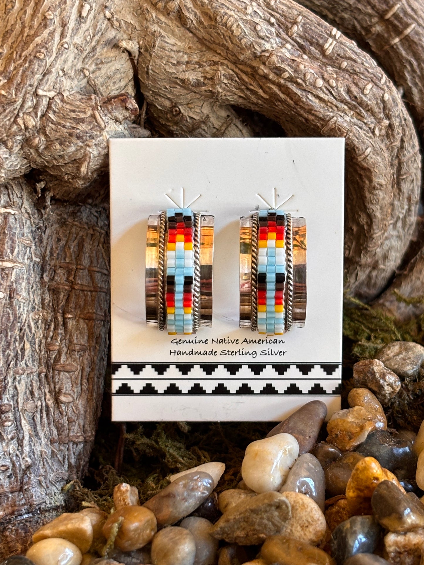 Navajo handmade beaded earrings by Lucille Romone