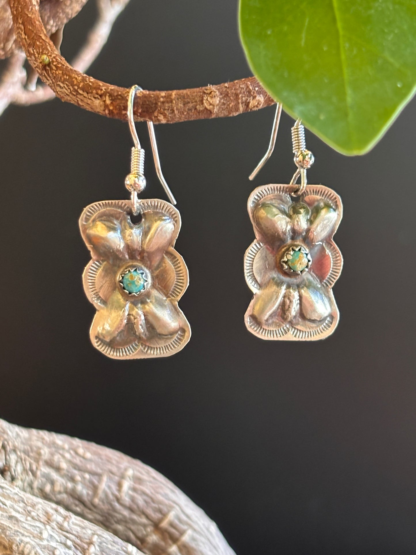 Navajo Kingman Turquoise handmade Earrings by Joan Begay