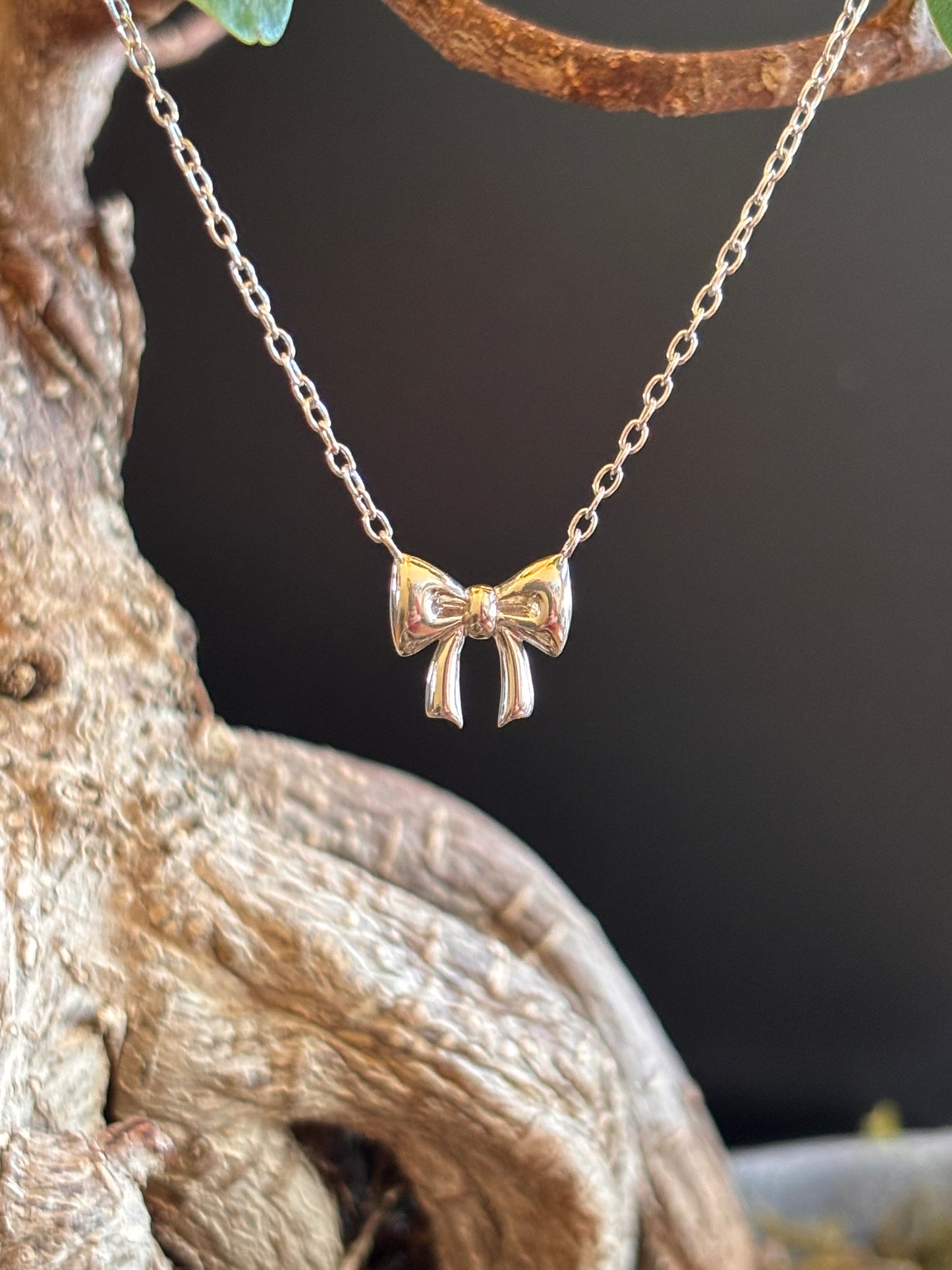 Sterling Bow Necklace 16-18”