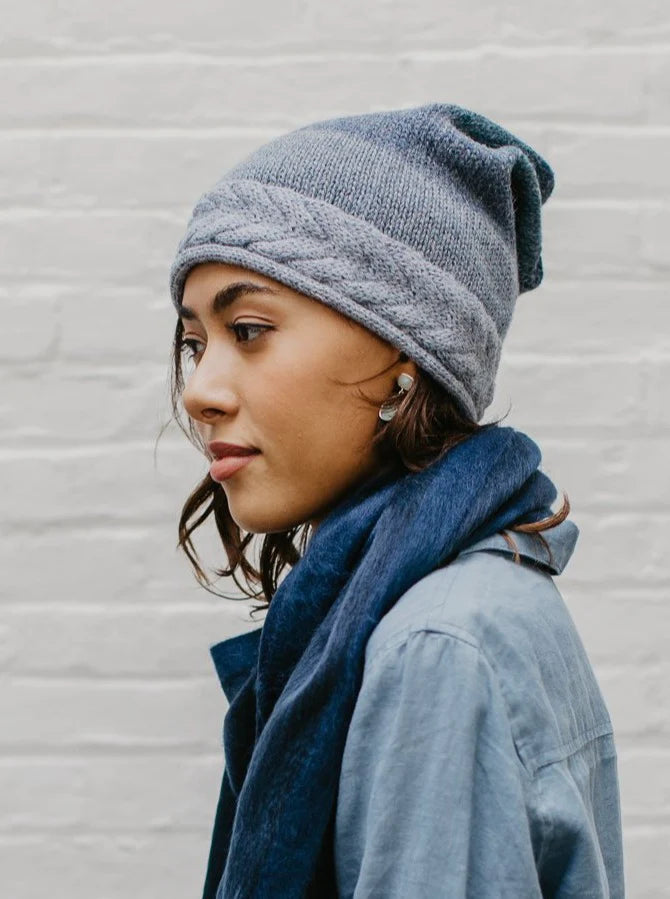 Alpaca Braided Ombré Beanie