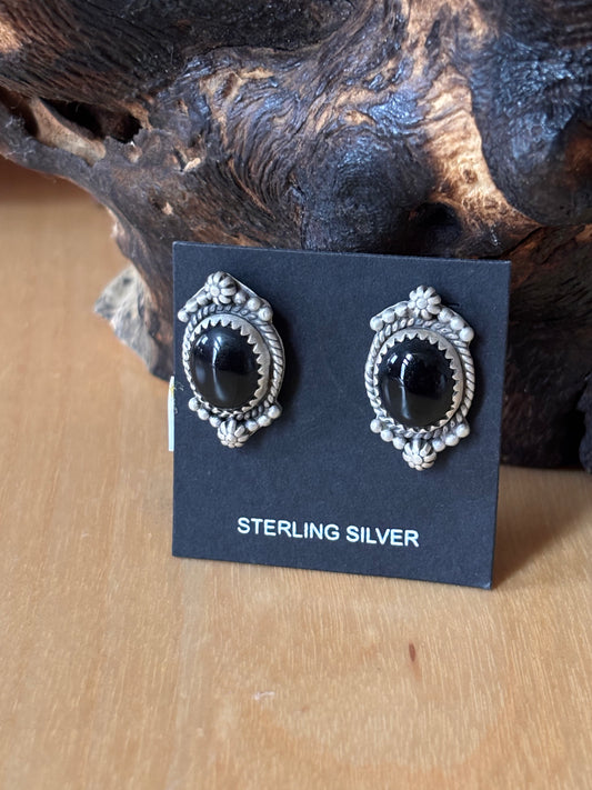 Black Onyx post Earrings