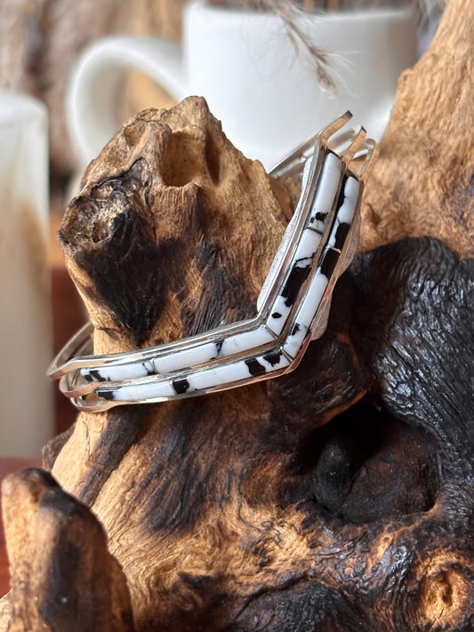 Navajo White Buffalo Cuff made by Jamie Johnson