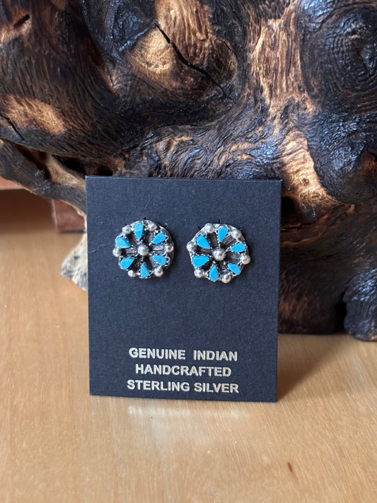Zuni Kingman Turquoise post Earrings made by Tricia Leekity