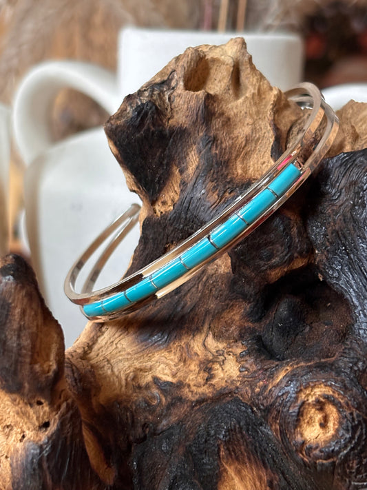 Zuni Kingman Turquoise Cuff Bracelet made by Anson & Leticia Wallace