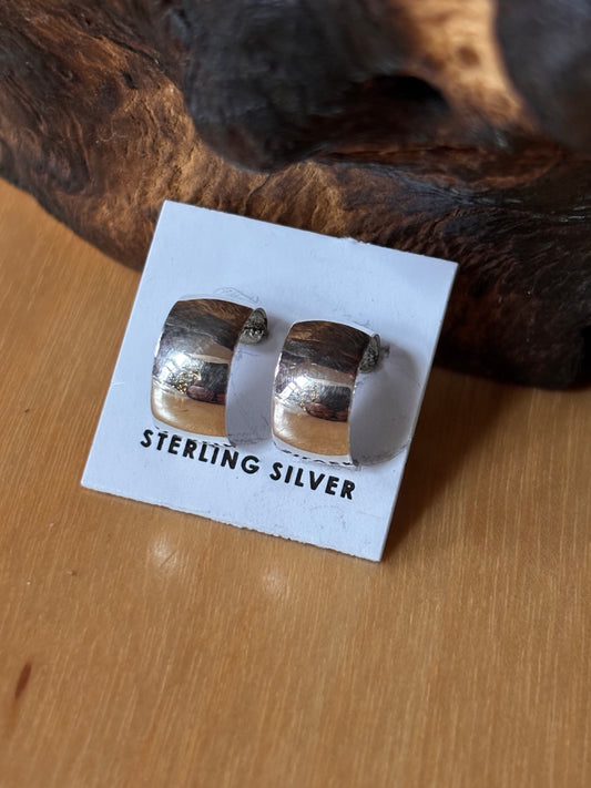 Navajo Sterling Huggie Hoops made by Florence Tahe