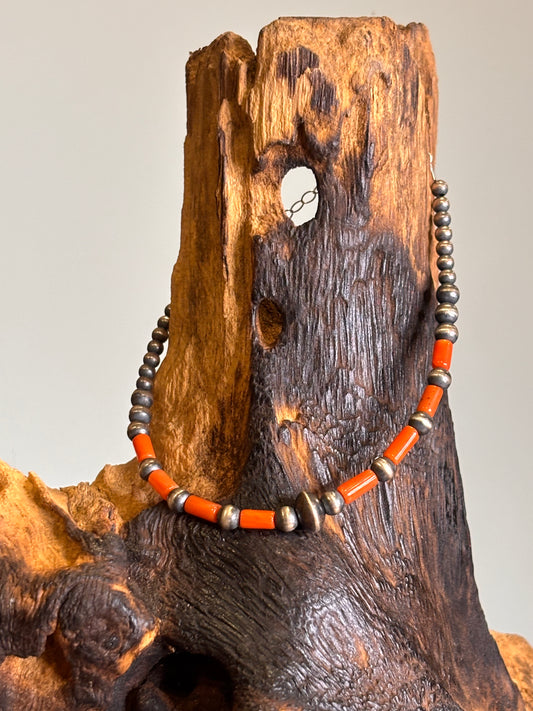 Mediterranean Coral & Sterling Desert Pearls Bracelet