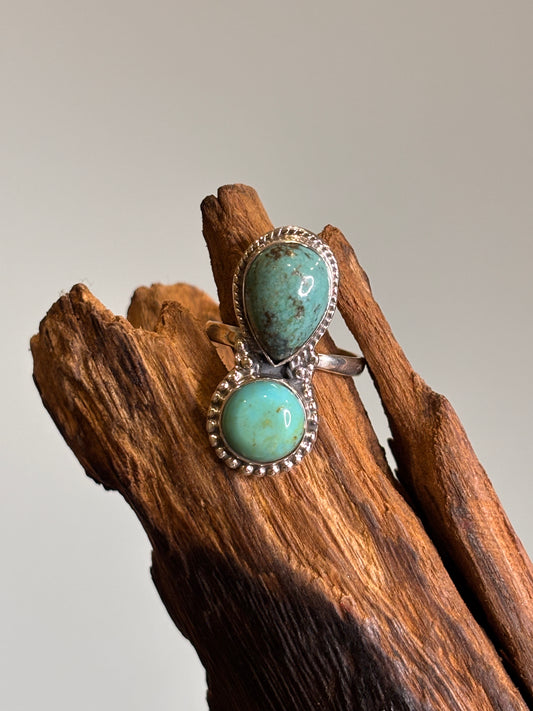 Green Kingman Turquoise Ring | Adjustable 7-9