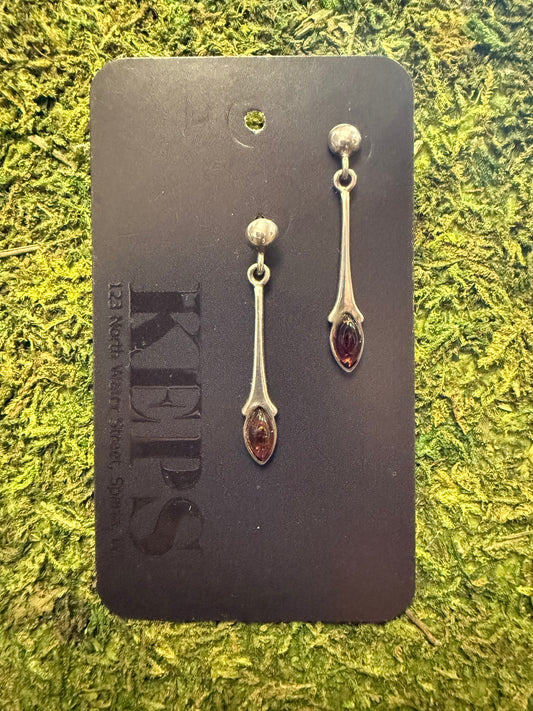 Sterling Silver & Amber Earrings