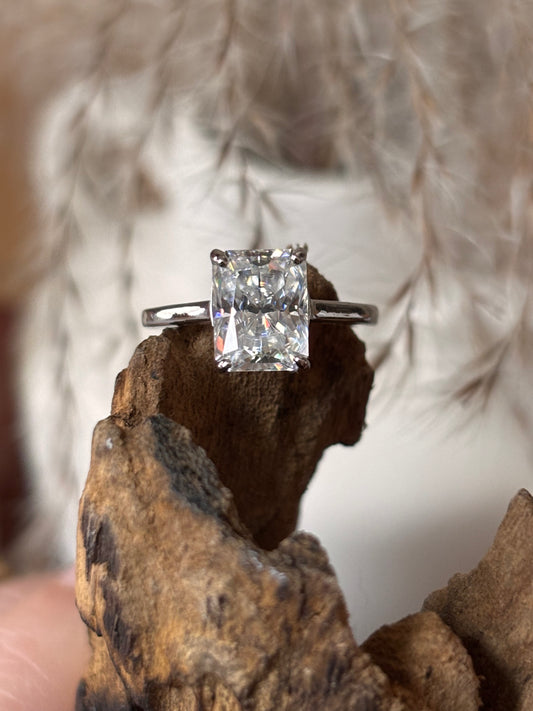 Moissanite Radiant Solitaire Ring