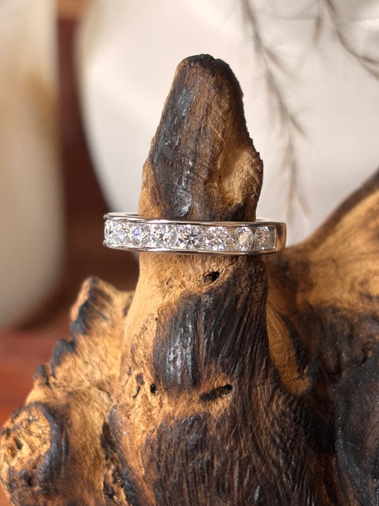 Moissanite Anniversary Band with Round Channel Set Stones Ring